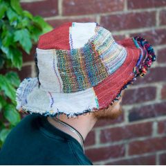 wide brim patchwork hat